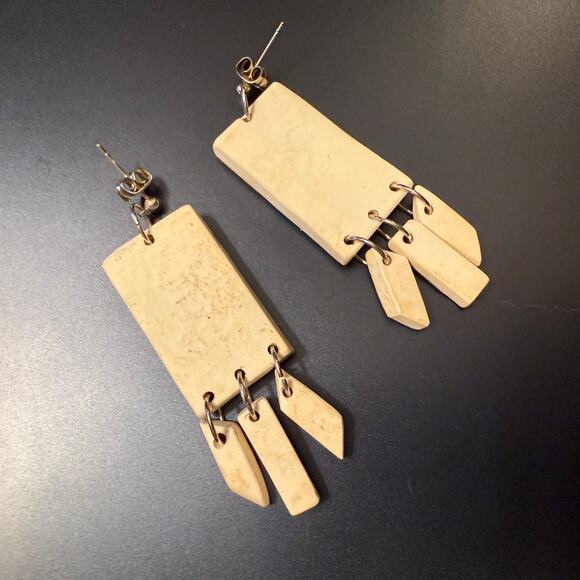 Unique Abstract Polymer Clay Artisan Earrings - Picture 6 of 6